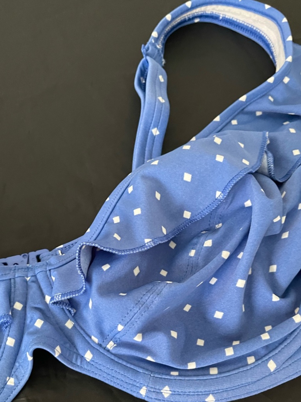 Freya Blue & White Diamond J-hook bikini top - 34H (USA) - NWOT - Picture 3 of 11